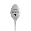 Good Morning Beautiful engraved stainless steel long handle spoon with heart - Good Morning Beautiful