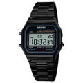 Close-up of black stainless steel digital sports watch with 30M waterproof and backlight - Black