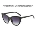 Occhiali da sole cat-eye con montatura nera e lenti grigie sfumate dallo stile retrò chic - Montatura Nera Lente Grigia Sfumata
