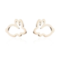 Elegant gold hollow rabbit stud earrings for women in minimalist stainless steel - Gold