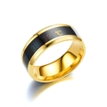 Bague de température intelligente en acier inoxydable doré pour couples avec lecture Celsius - US 6 / Or