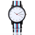 Orologio da uomo con cassa nera e cinturino in nylon NATO a righe colorate - Stile a Righe Colorblock Nero Bianco Blu e Rosso (2#)