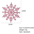 Dettaglio fiocco di neve rosa glitterato, dimensioni 12x12 cm, confezione da 3 pezzi - Rosa