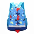 Blue dinosaur kids backpack with red 3D spikes and reflective safety strips - Sky Blue