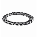 Herren Armband aus mattem schwarzem Edelstahl mit sicherem Druckverschluss auf weißem Hintergrund - Schwarz (10mm*21CM*40g)
