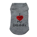 Dark gray ribbed cotton pet vest featuring a red sequined I Love My Daddy slogan - Grey Daddy