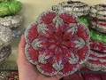 Detailed macro view of the 3D flower evening bag with vibrant red and pink crystals - Rose Red