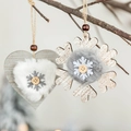 Nordic plush wooden Christmas tree pendants featuring heart and snowflake shapes - Heart