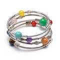 Bohemian multi-layer wrap bracelet featuring natural turquoise and colorful agate beads - Multi-color Mixed Stones (Style 1)