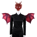 Set maschera da drago e ali rosso e nero per cosplay di Halloween per adulti - Set Drago Rosso per Adulti
