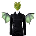 Green dragon costume set with detailed head mask and wings for Halloween cosplay party - Adult Green Dragon Set