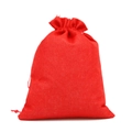 Red drawstring pouch made of textured cotton linen fabric for jewelry storage - 15*20cm / Red