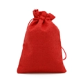Linen drawstring jewelry bag in bright red color for gift packaging and storage - 10*14cm / Red