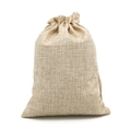 Classic linen drawstring pouch for jewelry storage in natural jute woven texture - 15*20cm / Natural