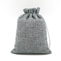 Gray linen drawstring jewelry pouch with rustic texture for gift packaging - 15*20cm / Gray