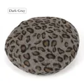 Detailed close-up of dark grey leopard print beret made of soft wool felt texture - M (56-58cm) / Dark Gray