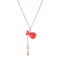 Collar de acero de titanio oro rosa con colgante de calabaza roja y monedas en blanco - Estilo Calabaza Roja (E410)