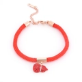 Bracelet corde rouge avec pendentif gourde en acier inoxydable rose doré et strass rouges - Bracelet Zircon Rouge (Or Rose / Gourde Pavée)