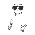 Minimalist cartoon fridge magnet decal with funny expression holding a glass - AF2598D Sunglasses and Wine