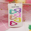 6-piece colorful heart-shaped hollow metal hair clips set for girls on display card - Heart Style