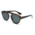Retro tortoiseshell sunglasses with dark grey lenses and golden metal accents - Tortoiseshell/Dark Green Lens