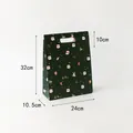Christmas gift bag in dark green paper with reindeer and Santa prints, Size L, 24x10.5x32cm - Colorful Flip Bag-Green Large