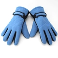 Guanti sportivi in pile blu invernali con cinturino regolabile e bordo nero - Taglia unica / Azzurro Cielo Potenziato