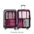 Set de 7 organizadores de viaje color granate en maleta para guardar toda la ropa - Juego de 7 piezas / Burdeos