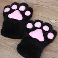 Niedliche schwarze Plüsch-Katzenpfotenhandschuhe mit rosa Polstern für Cosplay - Schwarz (Einzelstück)