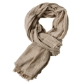 Bufanda de hombre marrón claro con tejido jacquard y flecos sobre fondo blanco - 190*90cm / Caqui