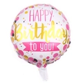 18 inch round birthday foil balloon with colorful sequins and Happy Birthday text - 18 Inch B (Colorful Sequins)