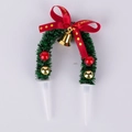 Décoration de gâteau de Noël avec arche en fil vert, ruban rouge et cloche - Arche de Fruits