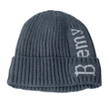Dunkelgraue Beanie-Mütze mit Rippenmuster und hellgrauem Beamy-Buchstabendesign - Einheitsgröße(Fleece gefüttert) / Dunkelgrau