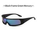Lunettes de soleil de sport à monture noire et verres miroirs verts pour le vélo - Monture Noire Verres Miroir Vert