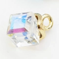 Pendentif cube en cristal AB avec boucle dorée pour la fabrication de bijoux DIY - Blanc AB