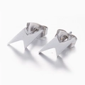 Minimalist lightning bolt stainless steel stud earrings in polished silver finish - Lightning Bolt / Silver
