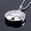 Silver Tree of Life necklace featuring white turquoise stone pendant with silver bead chain - White Turquoise With Chain