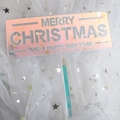 Merry Christmas acrylic cake topper in pink gradient with silver lettering for parties - AB Color