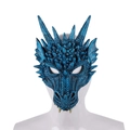 Détails du masque de dragon bleu 3D avec des écailles et des cornes réalistes - Masque de Dragon Bleu (HN16039A) / Bleu