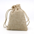 Linen drawstring jewelry pouch in light brown fabric for small gift packaging - 7*9cm / Natural