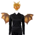 Adult Halloween dragon mask and wings set with realistic scales for cosplay party costumes - Adult Yellow Dragon Set