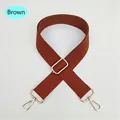 Close-up of brown adjustable woven replacement shoulder strap with gold metal hooks - Brown