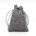 Gray drawstring jewelry pouch made of textured linen fabric for gift packaging - 7*9cm / Gray