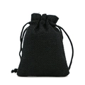 Minimalist black linen drawstring jewelry pouch for gift packaging and storage - 7*9cm / Black
