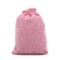 Pink drawstring gift pouch made of imitation linen for jewelry packaging - 13*18cm / Pink