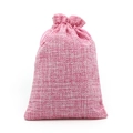 Pink drawstring linen jewelry pouch bag with textured fabric for gift packaging - 10*14cm / Pink