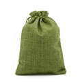 Natural grass green linen drawstring jewelry pouch with rustic burlap fiber texture - 10*14cm / Green