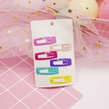 Close-up of six colorful wavy snap clips on display card with glossy lacquered finish - Scalloped Square Style (5#) / Set of 6