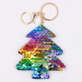 Regenboog pailletten kerstboom sleutelhanger met metalen sluiting op witte achtergrond - Kerstboom Vorm / Kerstboom - Veelkleurig