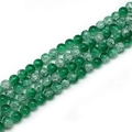 Strands of green glass crackle beads for DIY handmade jewelry crafting projects - Green
